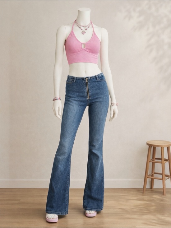 Guess Denim - Vintage 90s Y2K Guess Jeans 28 Mid Rise Split Hem Flare Boho Retro Denim